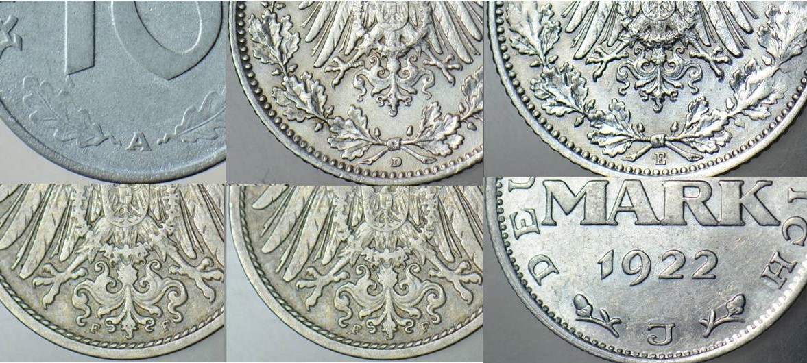 Alman Madeni Paralarında Darphane Harfleri