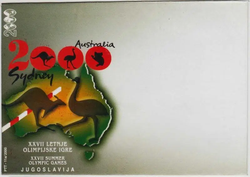 27. YAZ OLİMPİYATLARI 2000 YILI AVUSTRALYA TEMALI YUGOSLAVYA ZARF.