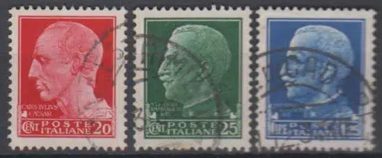 3 FARKLI DAMGALI İTALYA KLASİK PULLAR. CAESAR VE VITTORIO EMANUELE TEMALI (pul kartelası hariç)