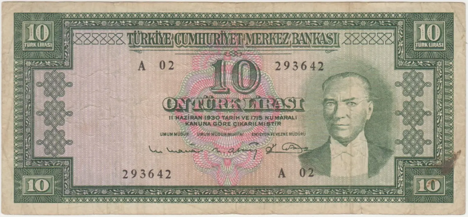 5. EMİSYON 6. TERTİP 10 LİRA A02 ÇOK TEMİZ+