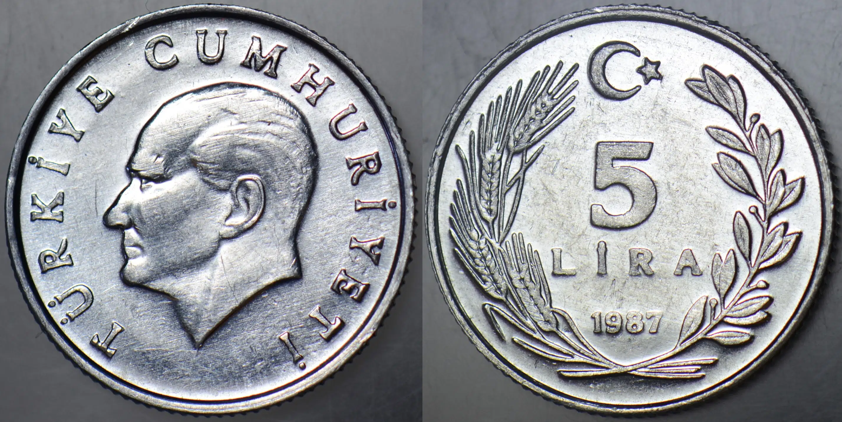 5 LİRA 1987 AZ ÇIKAN TARİH. ÇİLALTI+