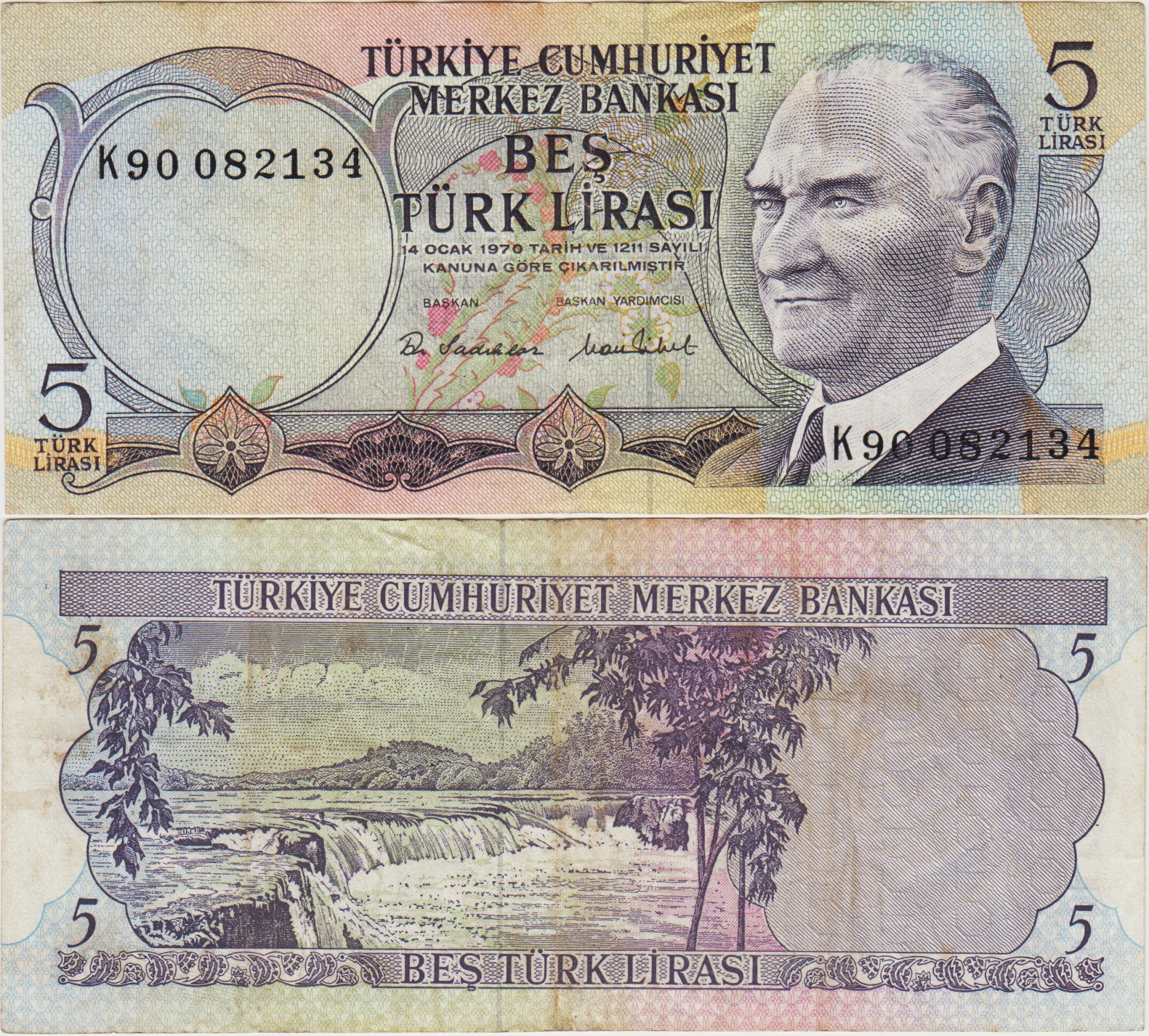6. EMİSYON 2. TERTİP 5 LİRA K90 SERİ SONU. ÇOK ÇOK TEMİZ(-) KONDİSYON.