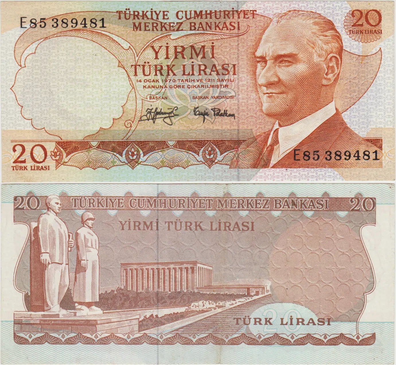 6. EMİSYON 3. TERTİP 20 LİRA E85 ÇİLALTI(-)