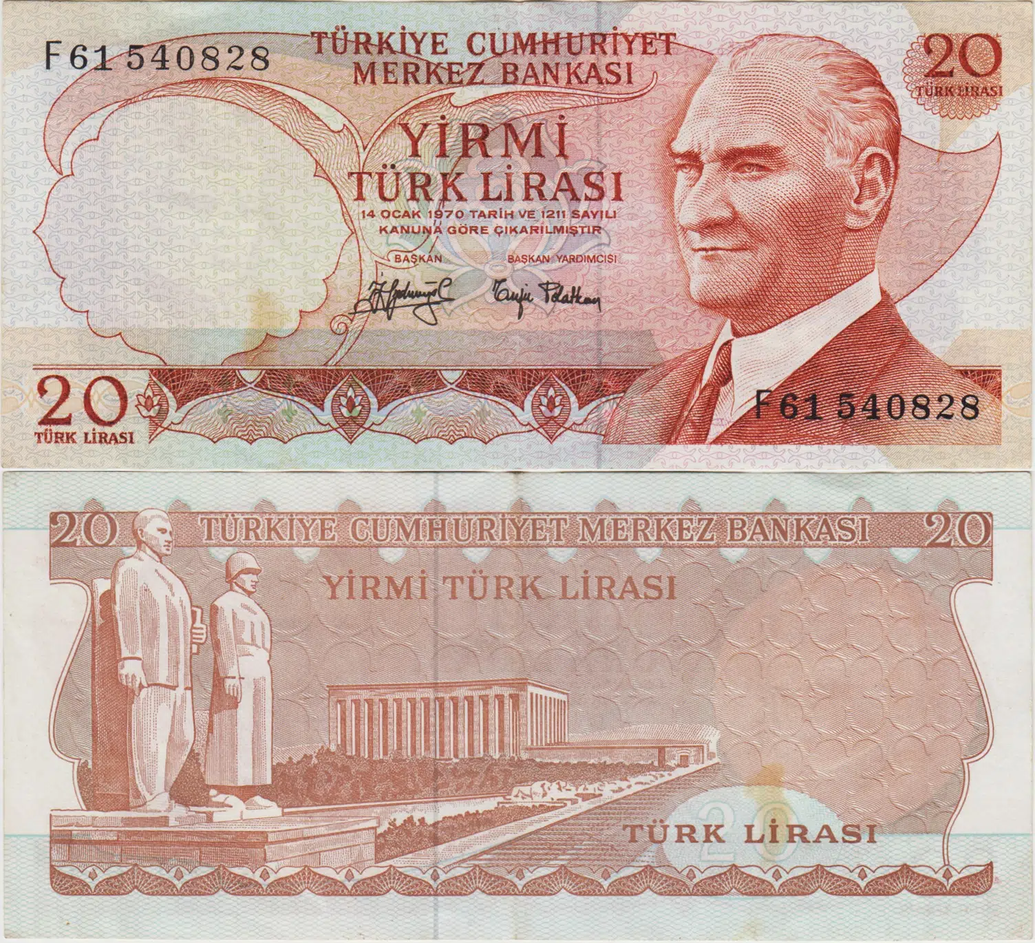 6. EMİSYON 3. TERTİP 20 LİRA F1 (Trabzon). ÇOK ÇOK TEMİZ.