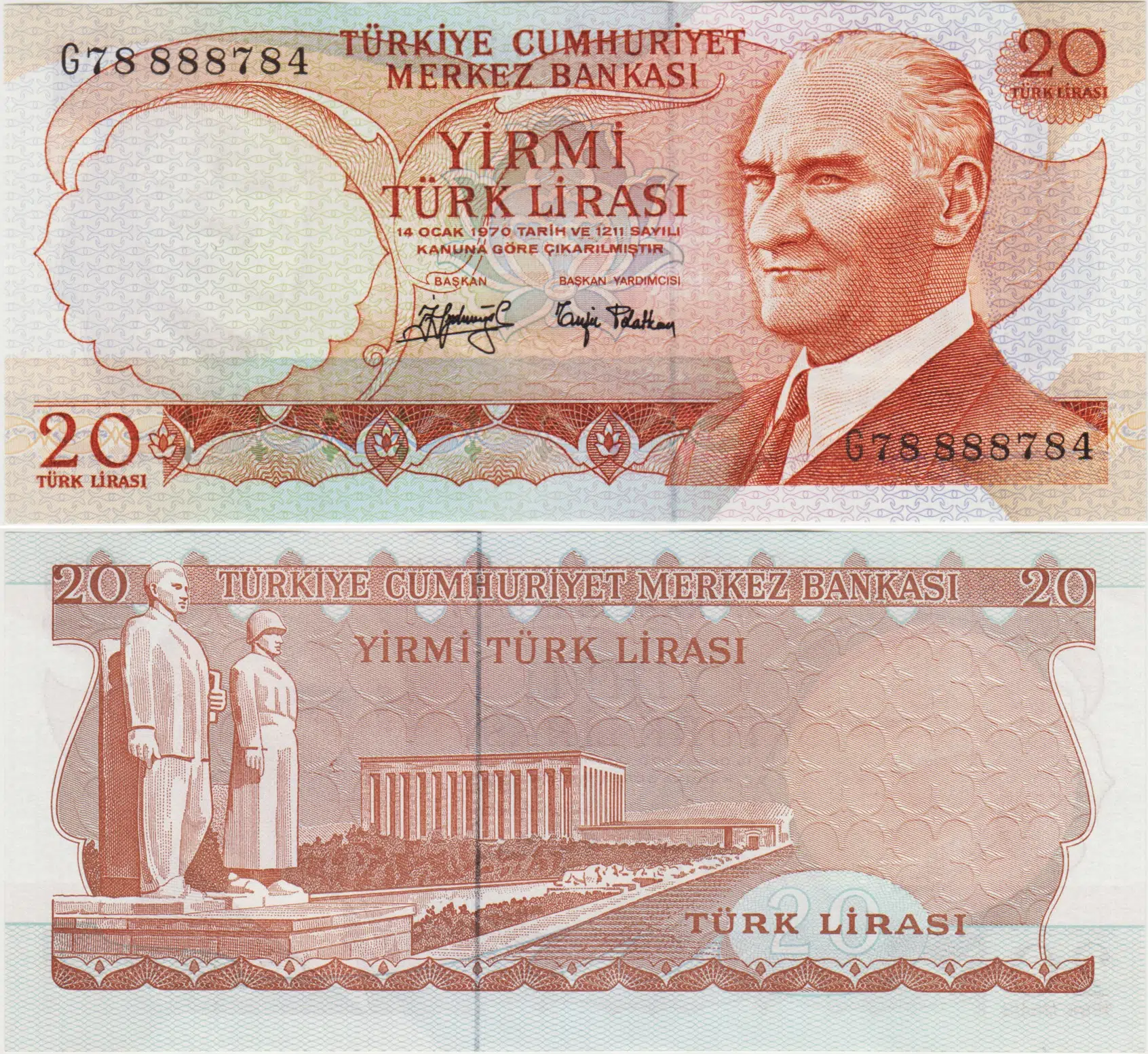 6. EMİSYON 3. TERTİP 20 LİRA G78 ÇİL.