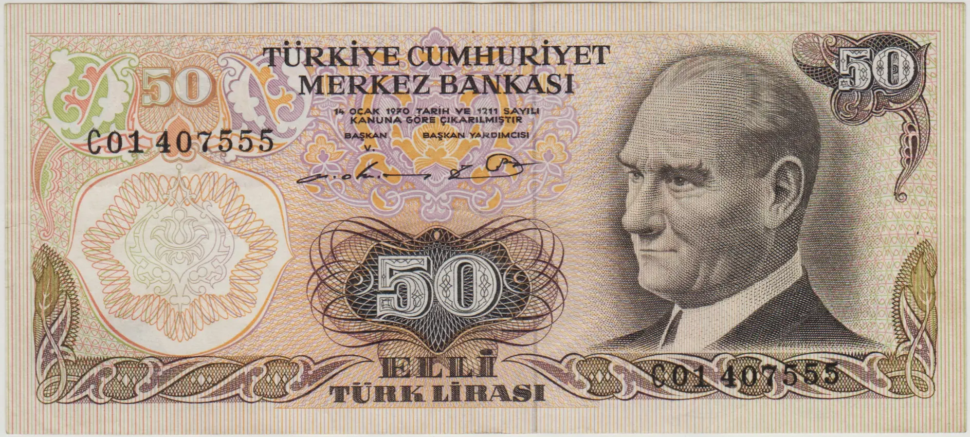 6. EMİSYON 50 LİRA C01 SERİ BAŞI ÇÇT.
