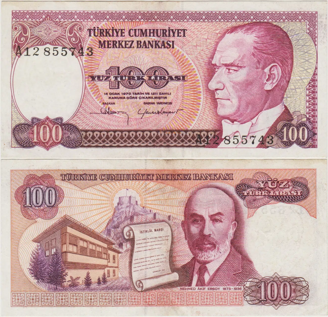 7. EMİSYON 1. TERTİP 100 LİRA A12 ÇÇT.