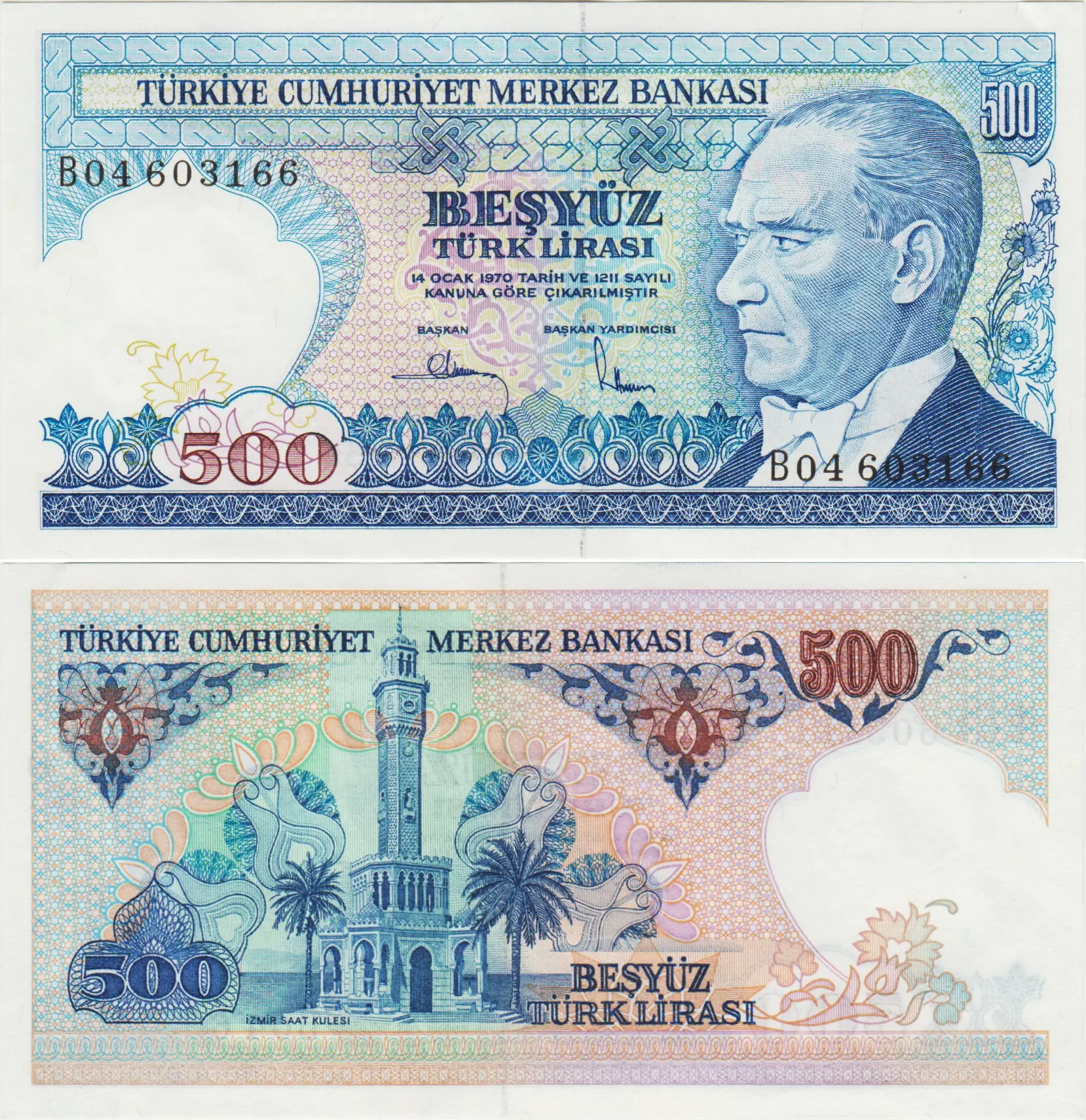 7. EMİSYON 1. TERTİP 500 LİRA B04. ÇİL.