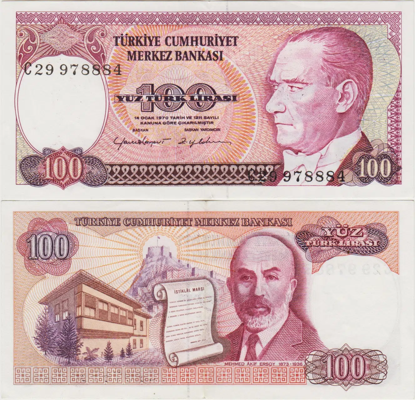 7. EMİSYON 2. TERTİP 100 LİRA C29 ÇİLALTI(-)