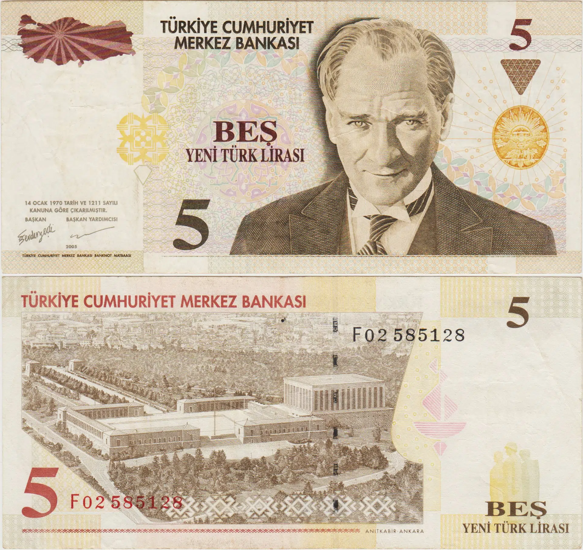 8. EMİSYON 5 YTL F02 YENİ TÜRK LİRASI. ÇOK TEMİZ++