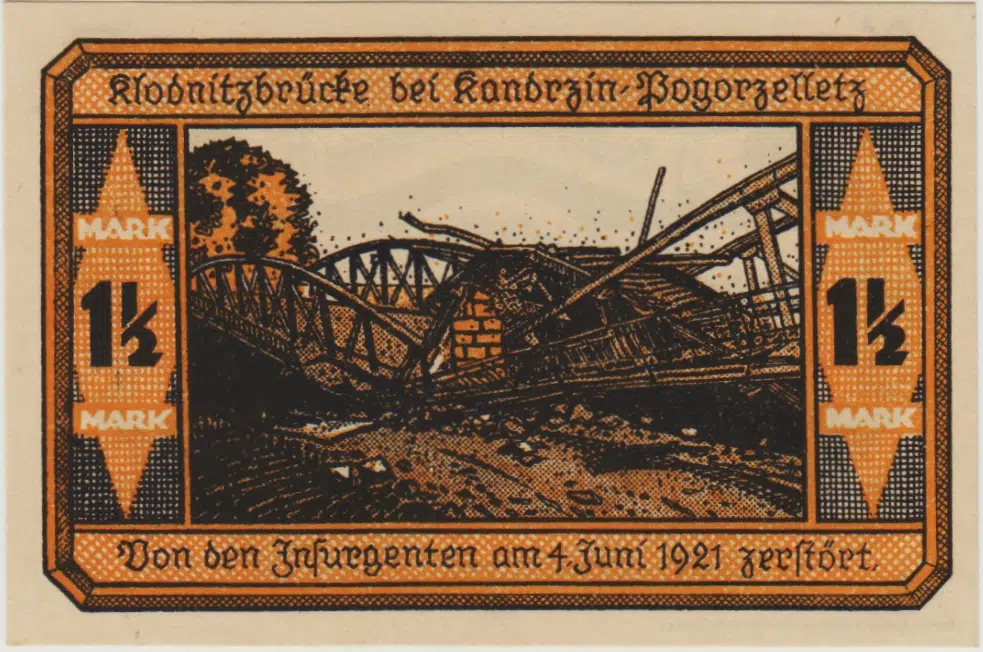 ALMANYA 1,5 MARK 1921 NOTGELD-POGORZELLETZ ŞEHRİ-YUKARI SİLEZYA. ÇİL.