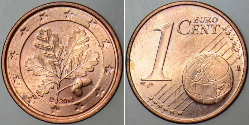 ALMANYA 1 EURO CENT 2016 D HARFİ=MÜNİH DARBI. ÇİL(-) KONDİSYON.