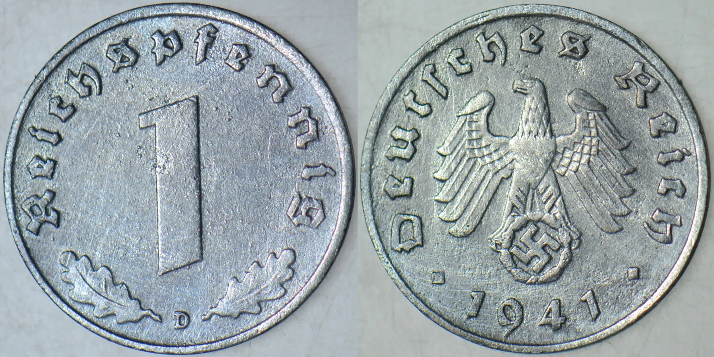 ALMANYA 1 PFENNİG 1941 D. II. DÜNYA SAVAŞI DÖNEMİ. ÇİNKO.