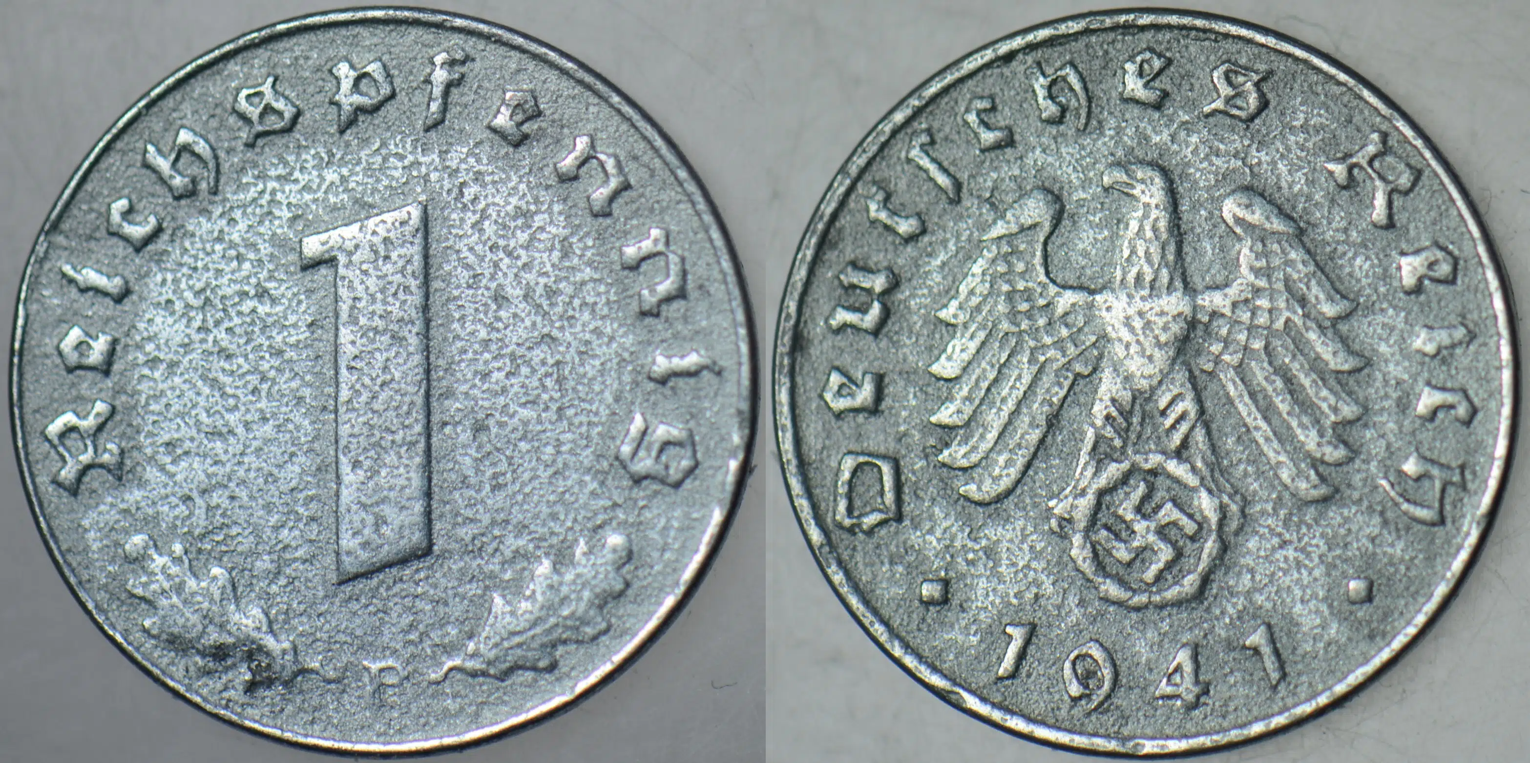 ALMANYA 1 PFENNİG 1942 F. İKİNCİ DÜNYA SAVAŞI DÖNEMİ ÇİNKO.