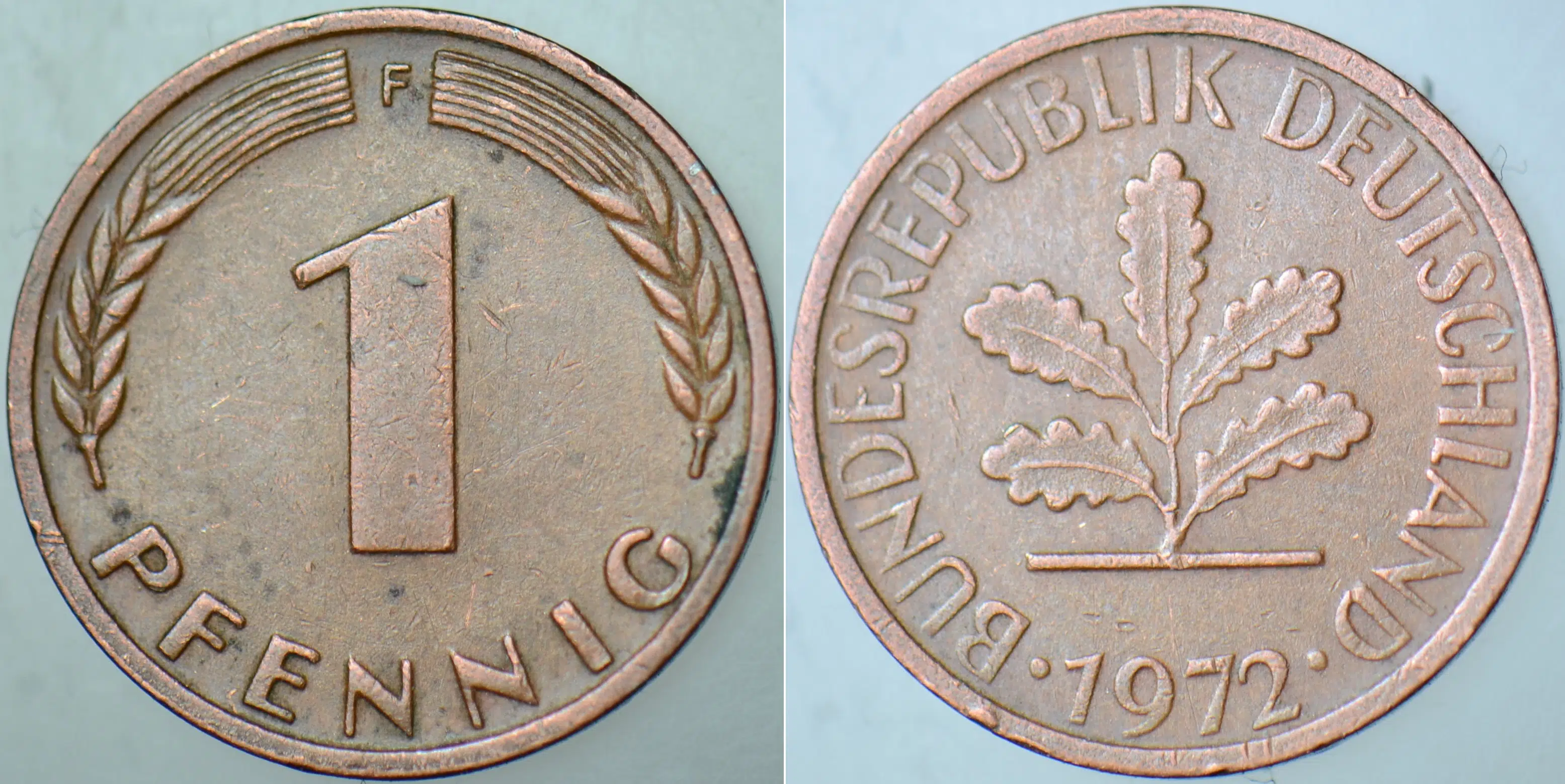 ALMANYA 1 PFENNİG 1972 F=STUTTGART DARBI.