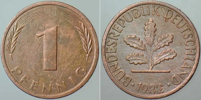 ALMANYA 1 PFENNİG 1982 J=HAMBURG DARBI.