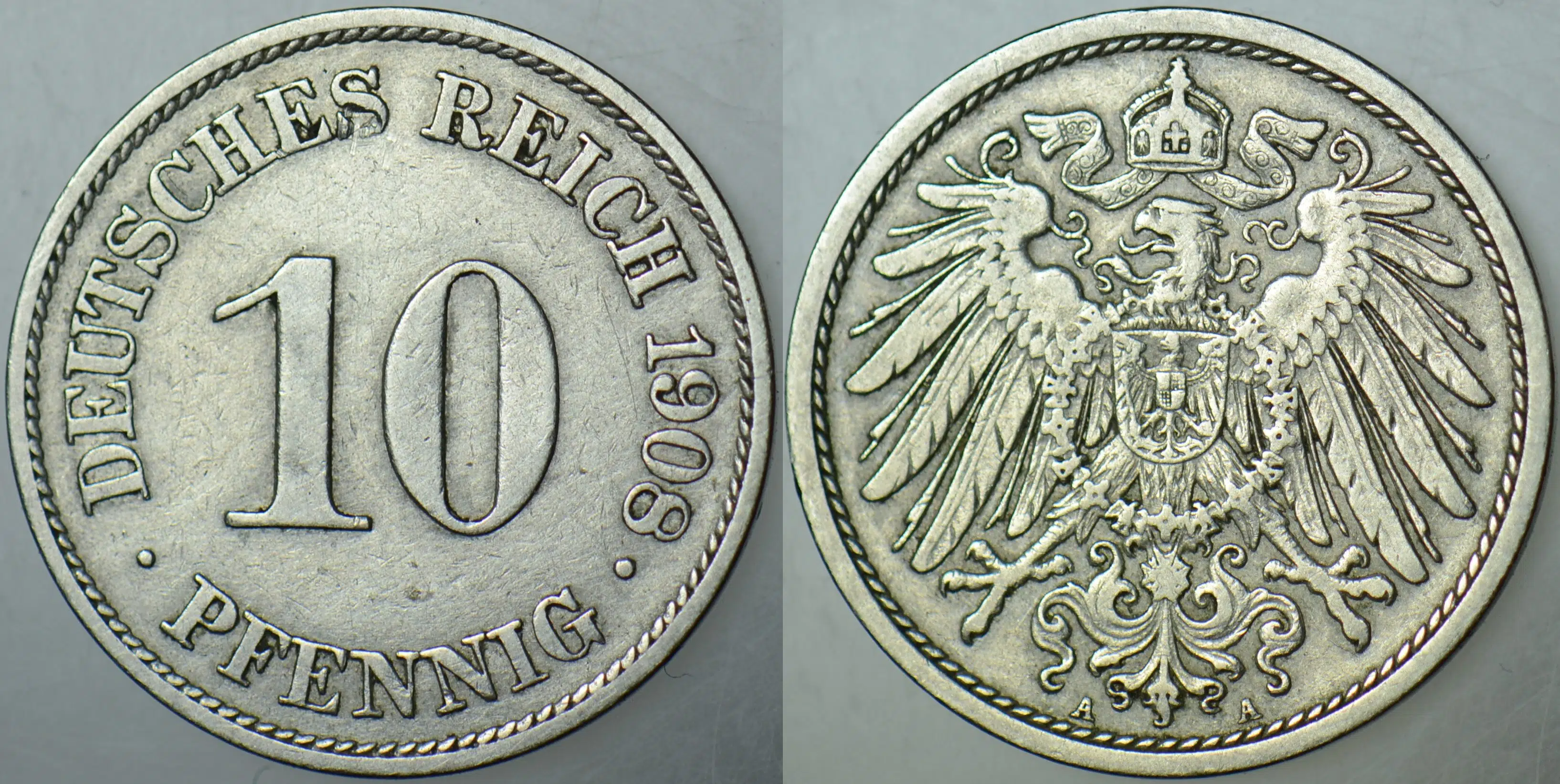ALMANYA 10 PFENNIG 1908 A. II. WİLHELM DÖNEMİ.