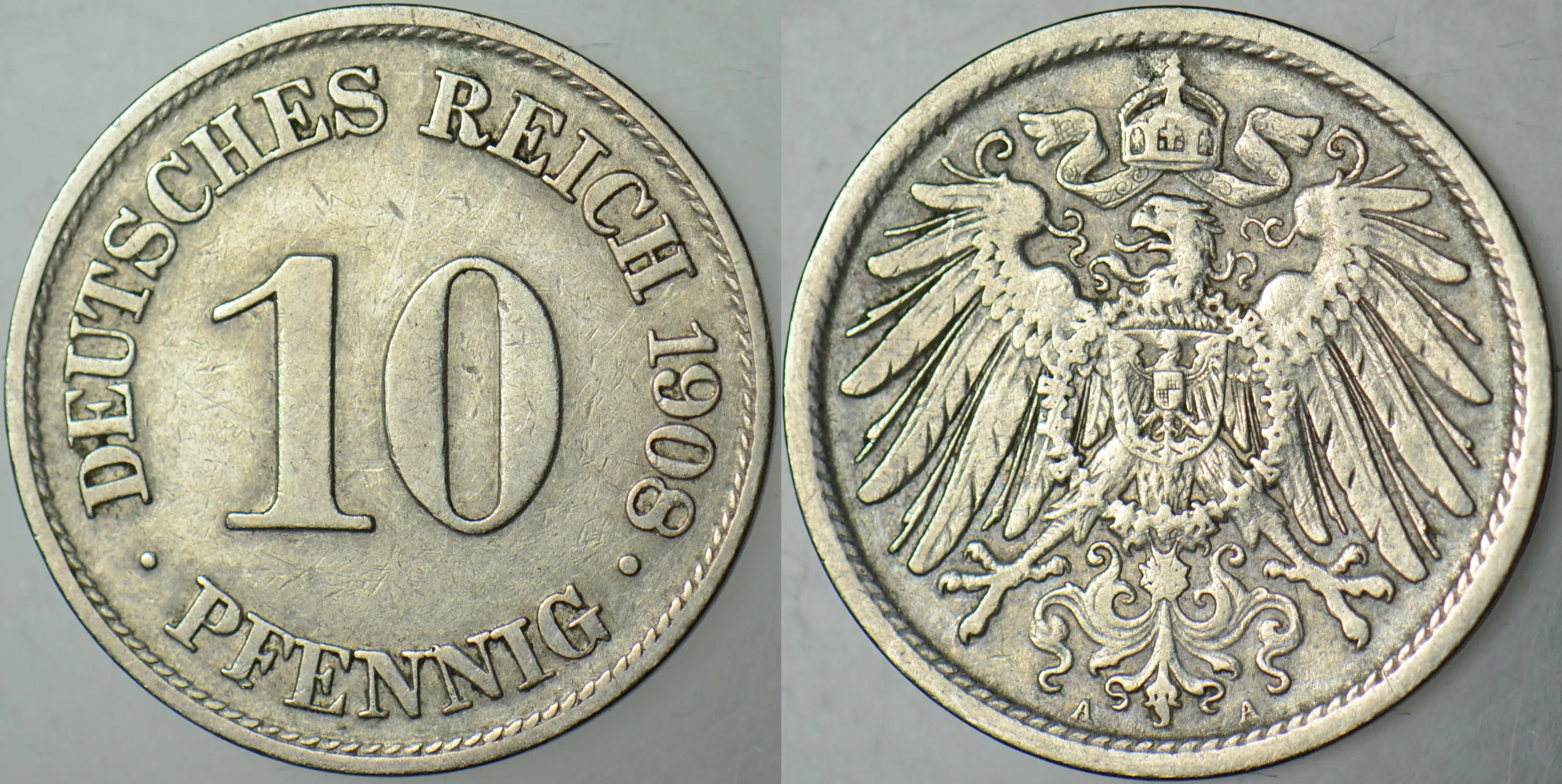 ALMANYA 10 PFENNIG 1908 A. II. WİLHELM DÖNEMİ.