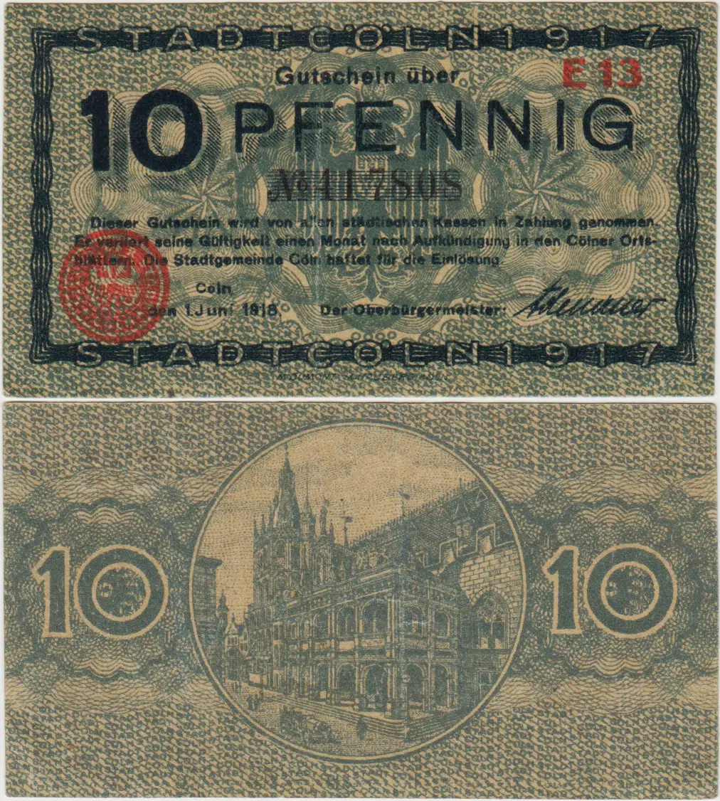 ALMANYA 10 PFENNİG 1918 NOTGELD-KÖLN. ÇİLALTI.