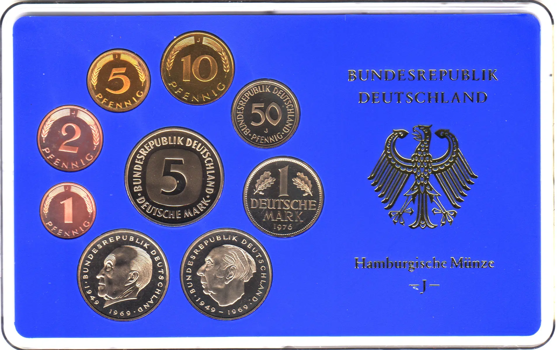ALMANYA 1976 J DARPHANE SETİ 9 ADET PFENNIG VE MARK. ORİJİNAL KİTİNDE ÇİL. 26.000 ÜRETİLMİŞTİR.