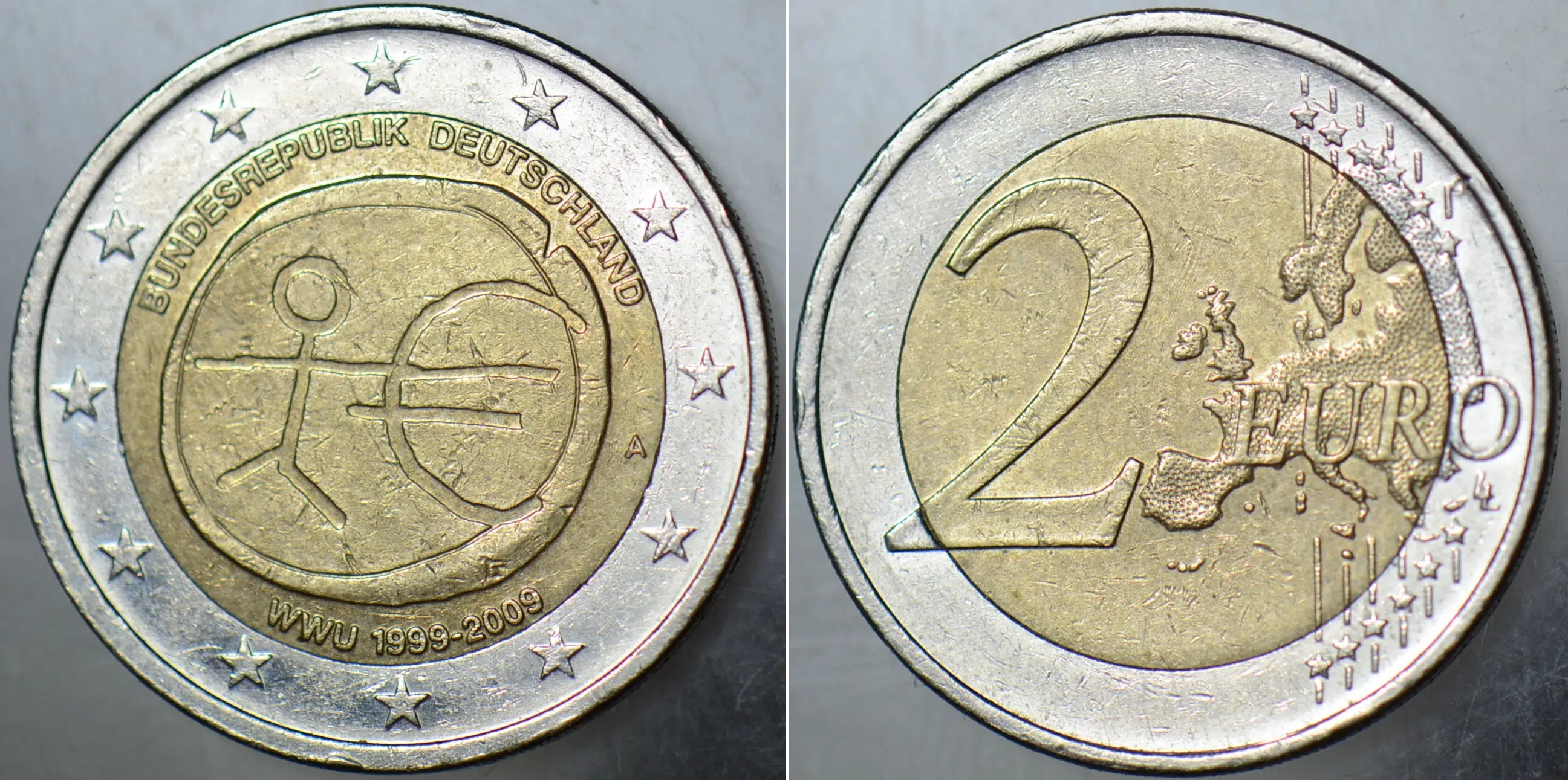 ALMANYA 2 EURO 2009 (A) SİRKÜLASYON HATIRA-AVRUPA PARA BİRLİĞİ 10. YILI