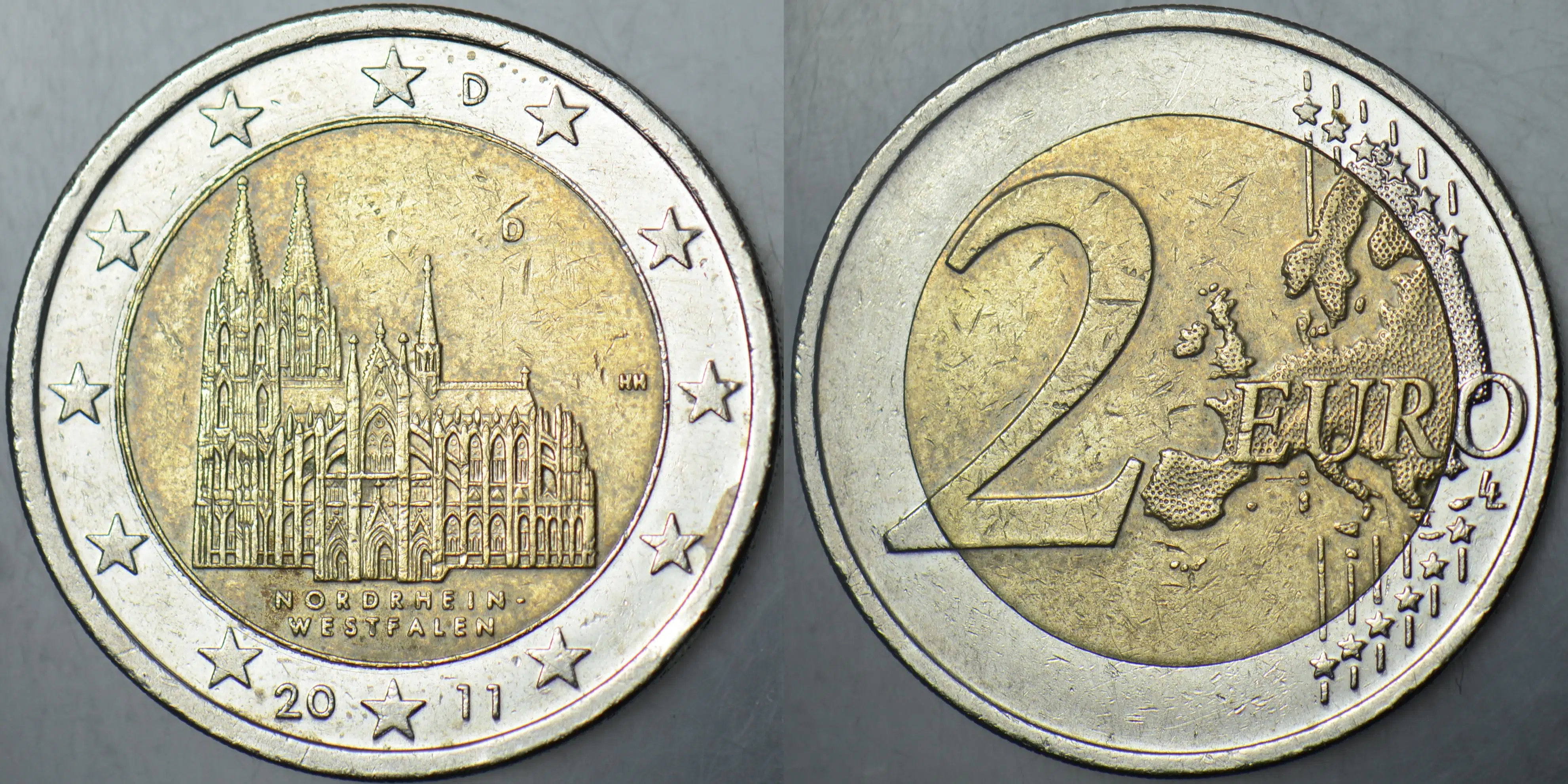 ALMANYA 2 EURO 2011 SİRKÜLASYON HATIRA-NORDRHEİN WESTFALEN.