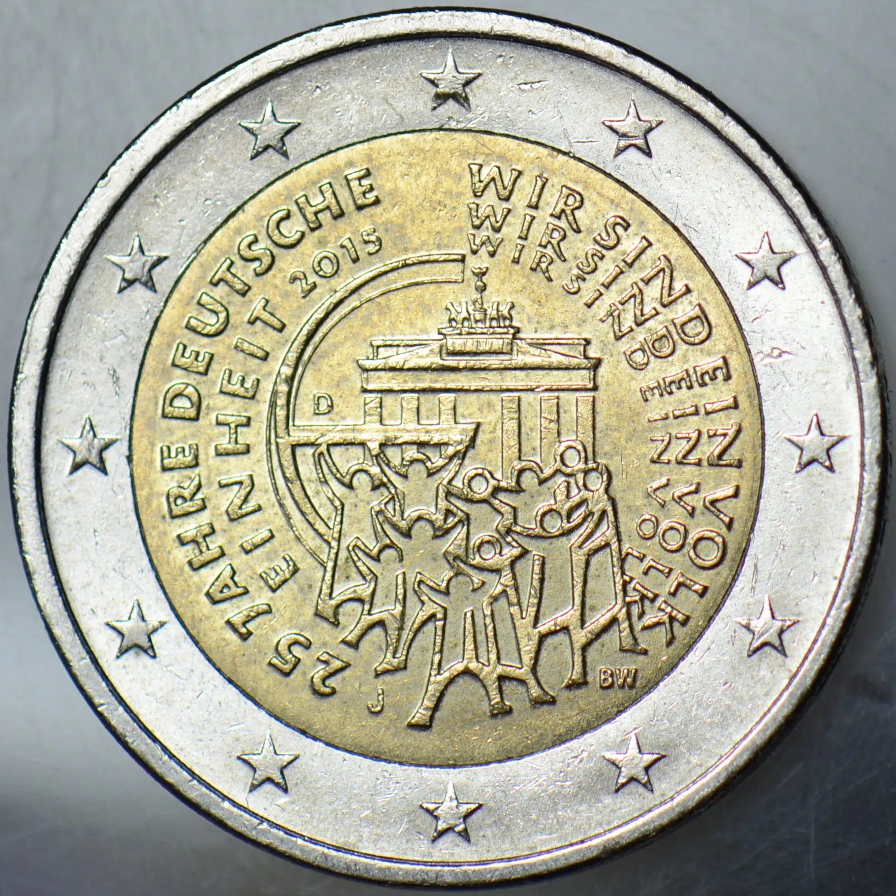 ALMANYA 2 EURO 2015 SİRKÜLASYON HATIRA-BİRLEŞMENİN 25. YILI. ÇİLALTI.
