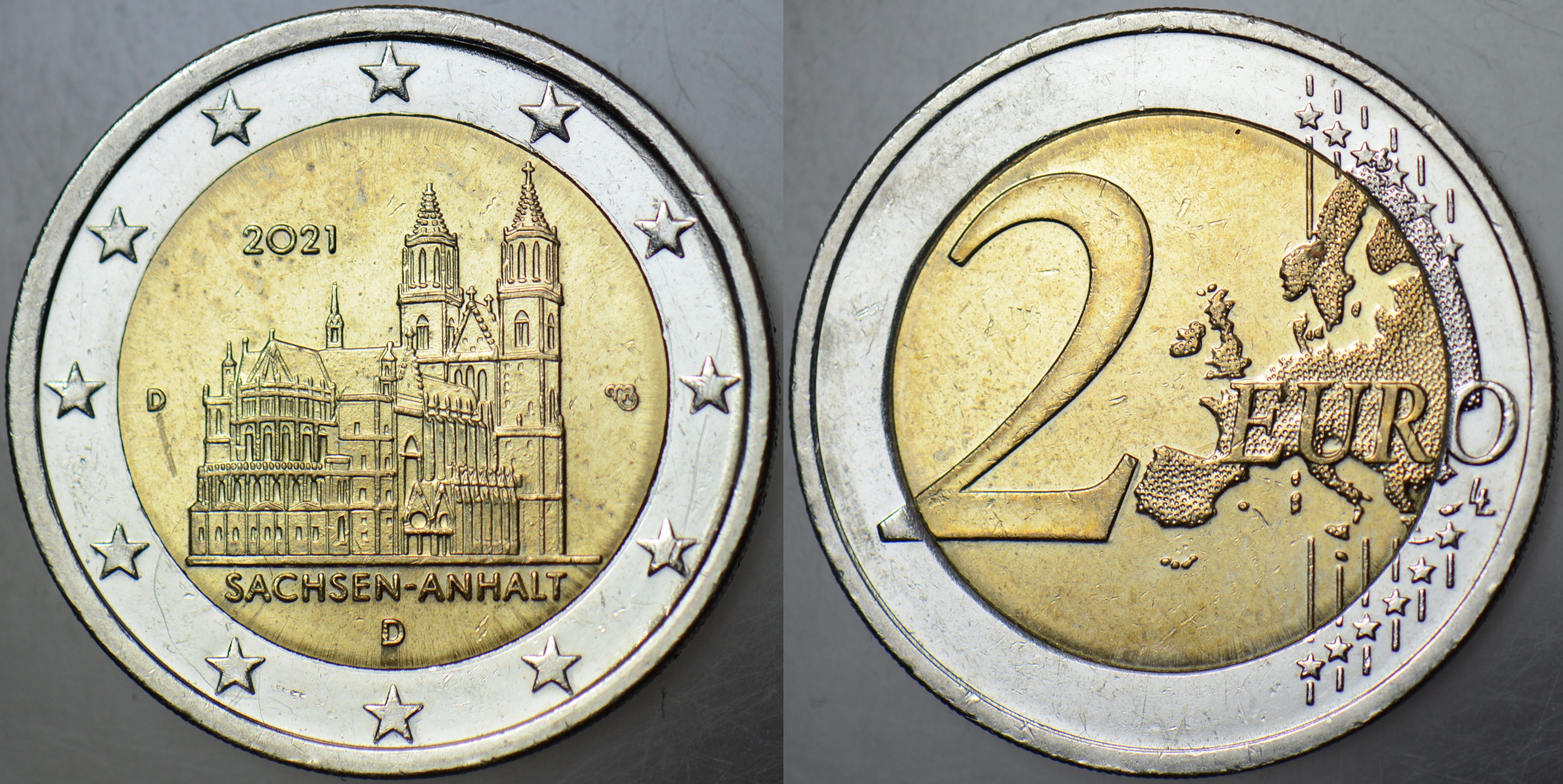 ALMANYA 2 EURO 2021 D. SİRKÜLASYON HATIRA SACHSEN-ANHALT.