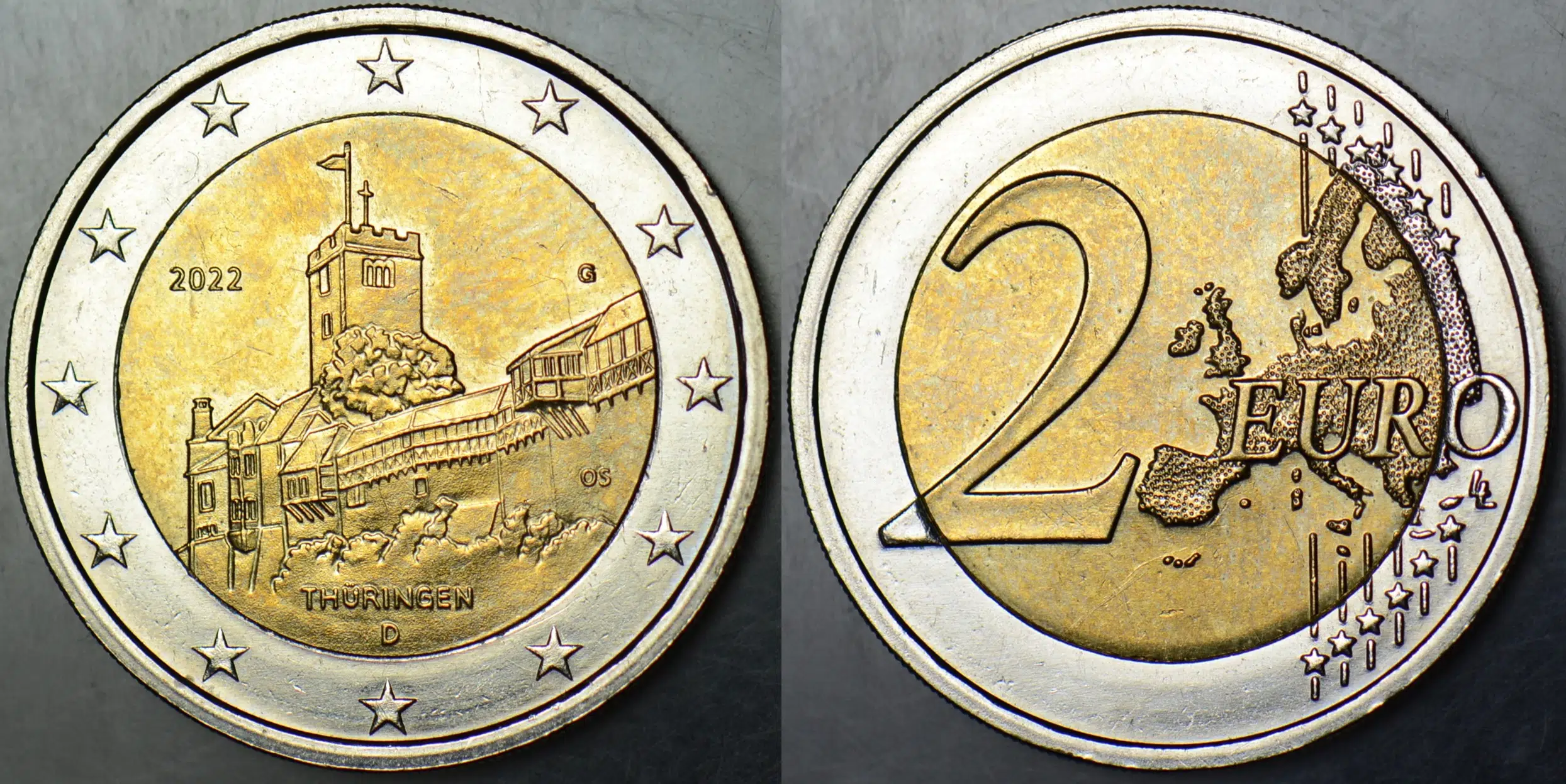 ALMANYA 2 EURO 2022 G. HATIRA-THÜRİNGEN. ÇİLALTI.