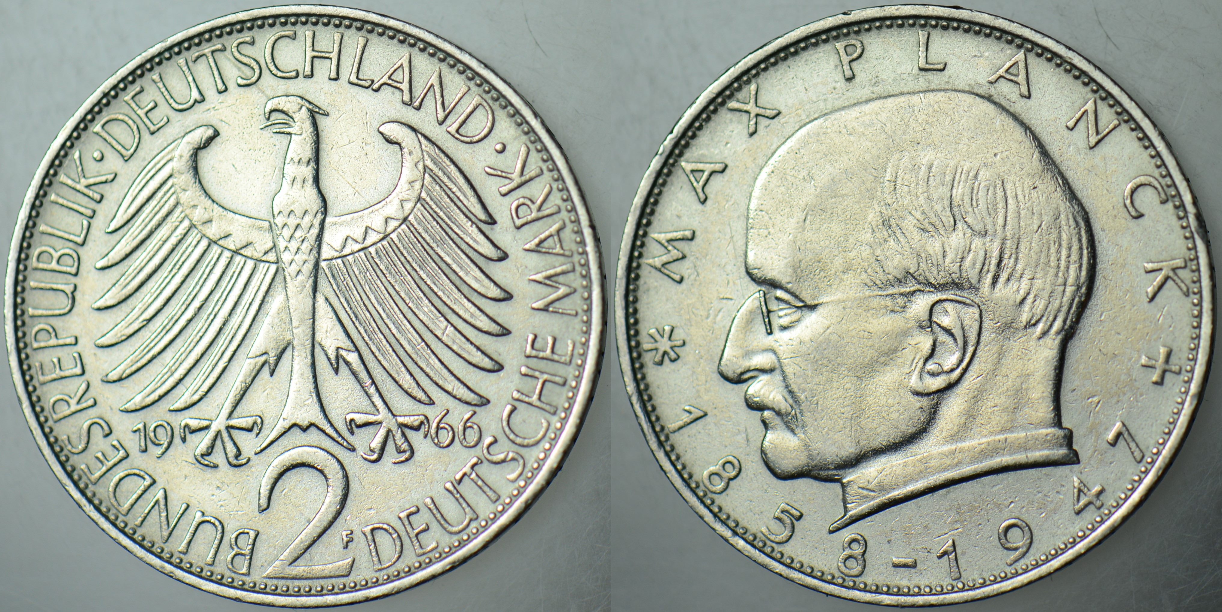ALMANYA 2 MARK 1966 F. SİRKÜLASYON HATIRA-MAX PLANCK.
