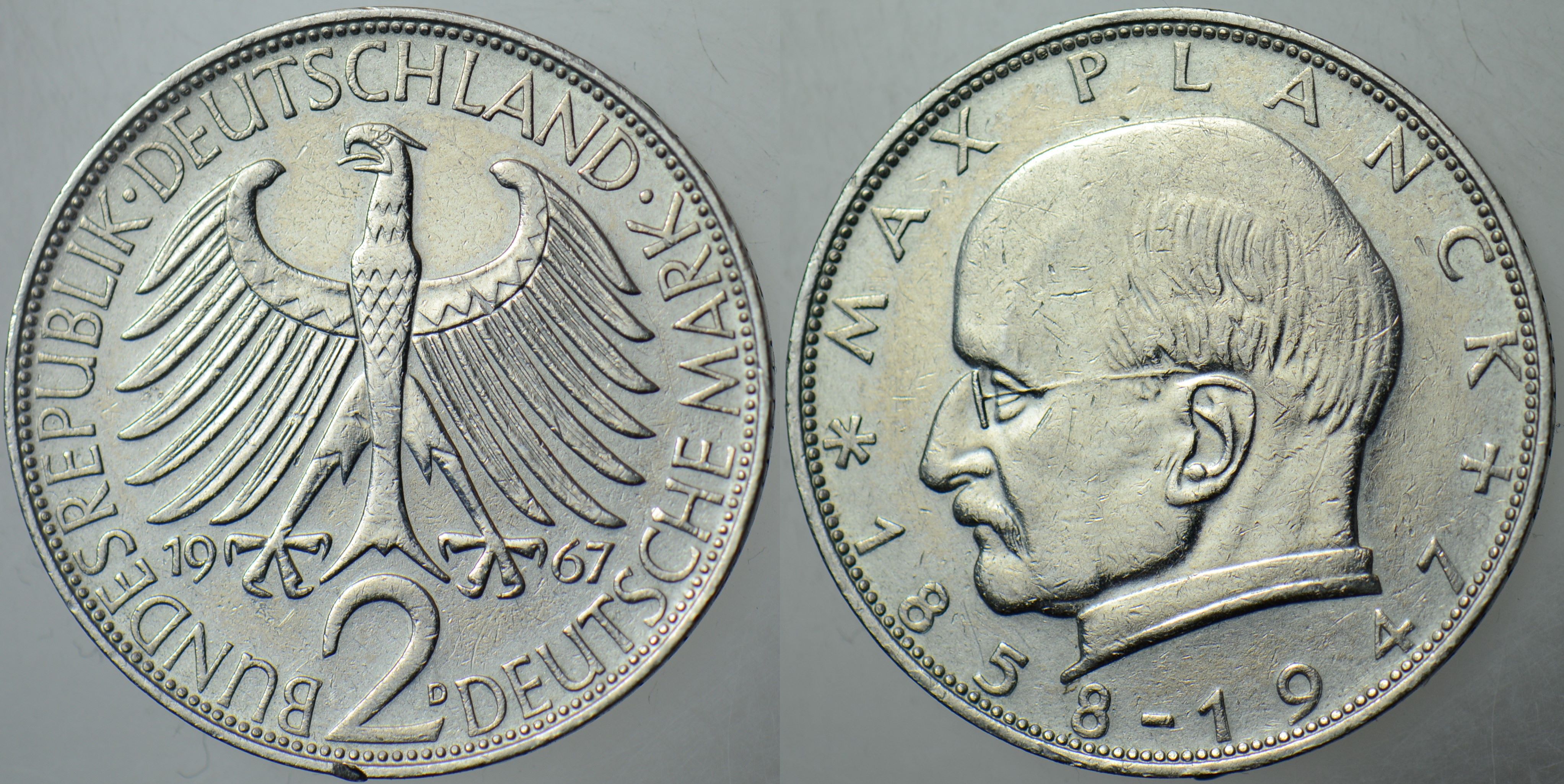 ALMANYA 2 MARK 1967 D. SİRKÜLASYON HATIRA-MAX PLANCK.