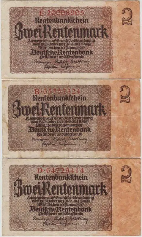 ALMANYA 2 RENTENMARK 1937 NAZİ - HİTLER DÖNEMİ - THIRD REICH. (1 ADET İÇİN) ÇOK TEMİZ KONDİSYON.