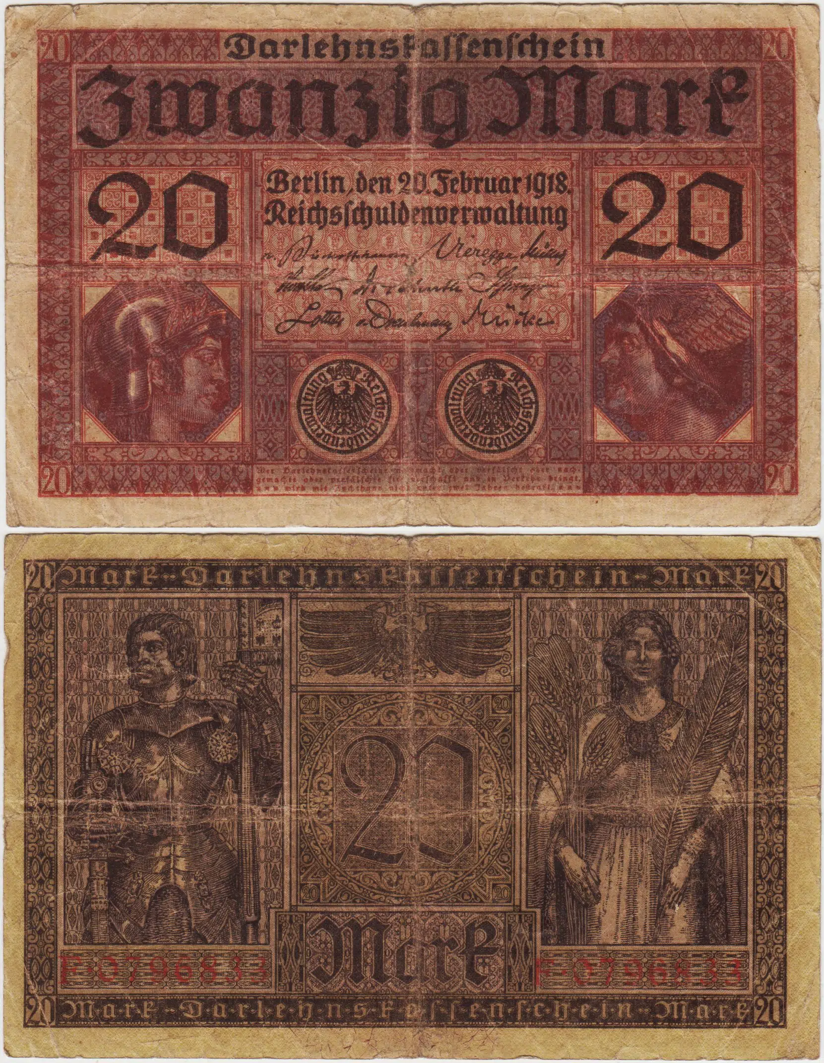 ALMANYA 20 MARK 1918 REICHMARK. TEMİZ.
