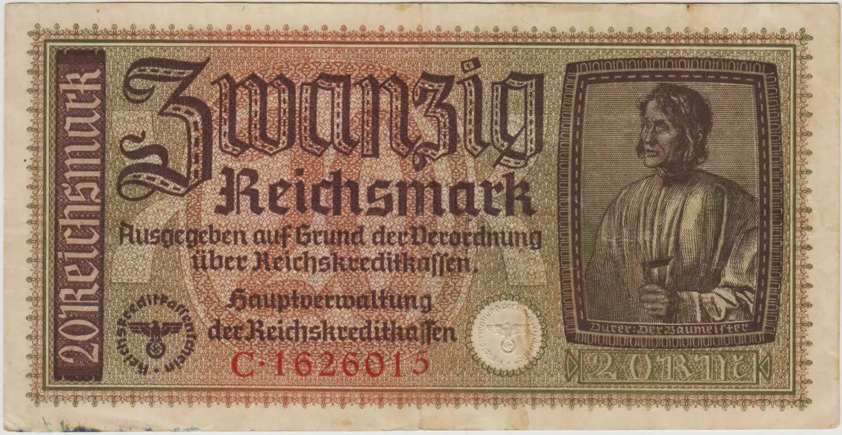 ALMANYA 20 MARK 1929 NAZİ DÖNEMİ. ÇOK ÇOK TEMİZ(-)