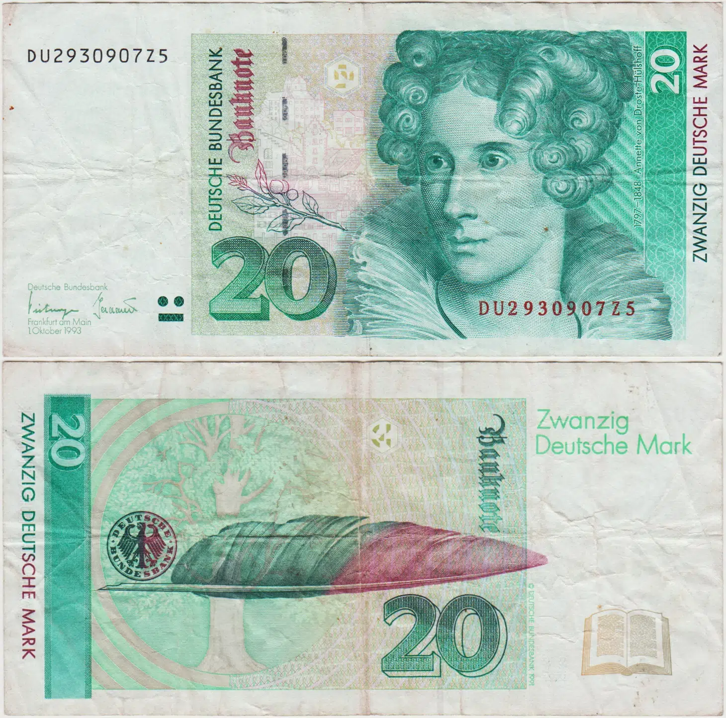 ALMANYA 20 MARK 1993 ORİJİNAL. ÇOK TEMİZ.