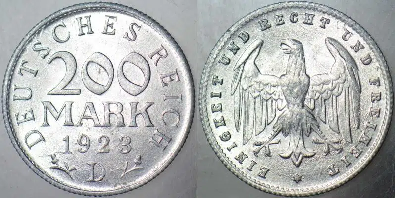 ALMANYA 200 MARK 1923 D=MÜNİH DARBI. WEİMAR CUMHURİYETİ HİPERENFLASYON DÖNEMİ. ÇİL KONDİSYON.