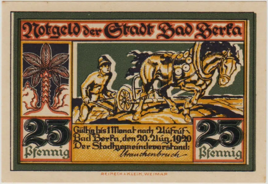 ALMANYA 25 PFENNİG 1920 NOTGELD-BAD BERKA ŞEHRİ. ÇİL.