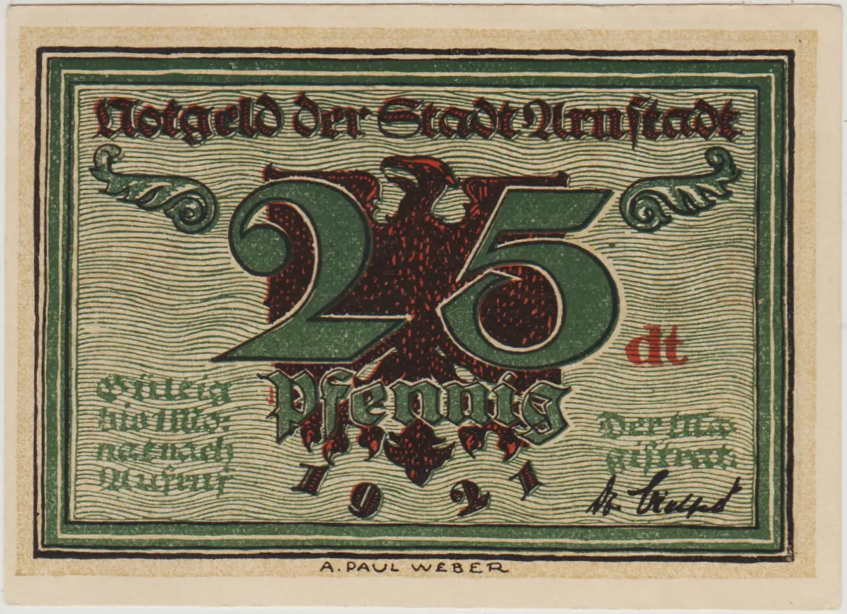 ALMANYA 25 PFENNİG 1921 NOTGELD-URNSTADT. ÇİL.2