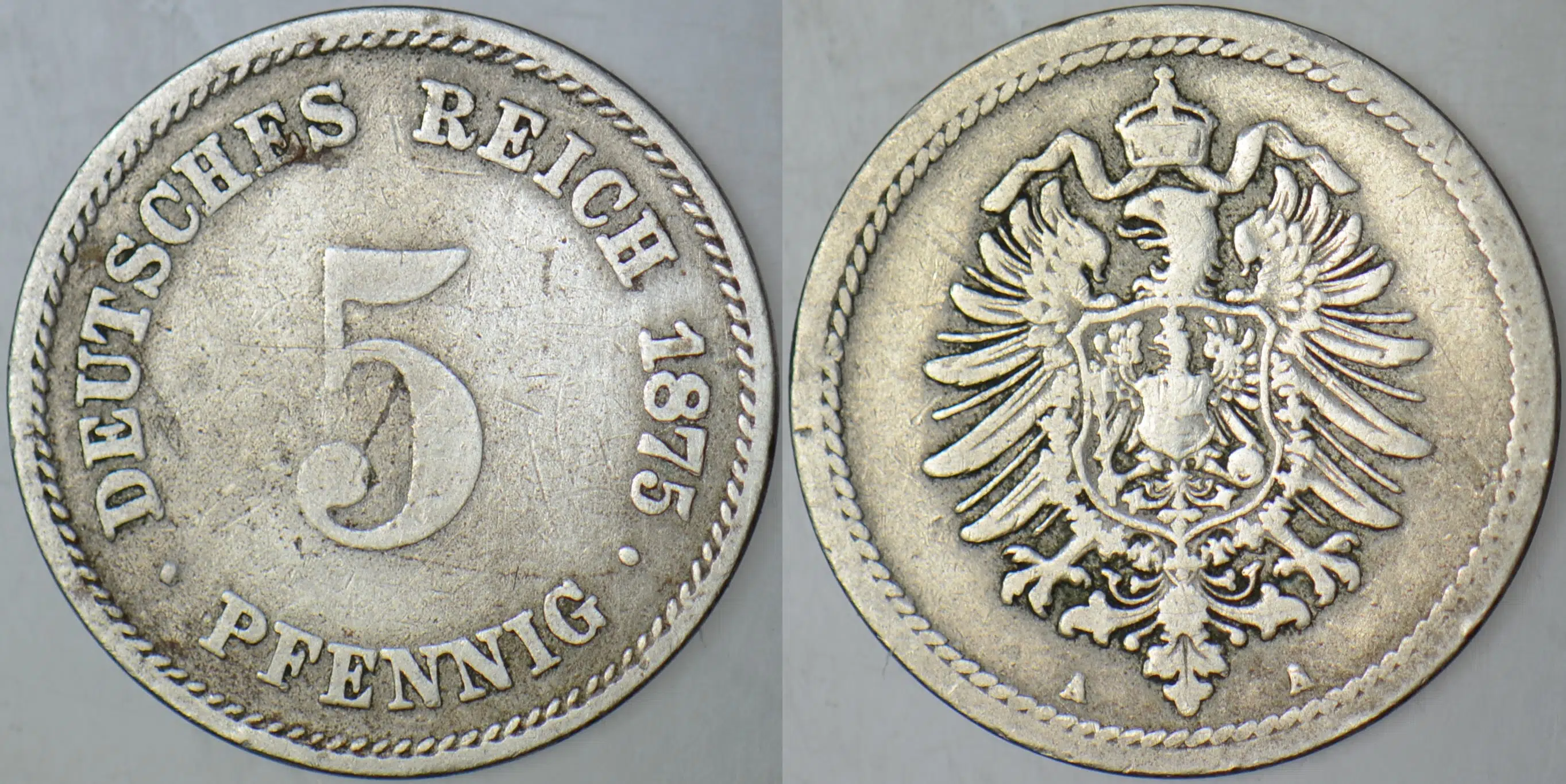 ALMANYA 5 PFENNIG 1875 A.