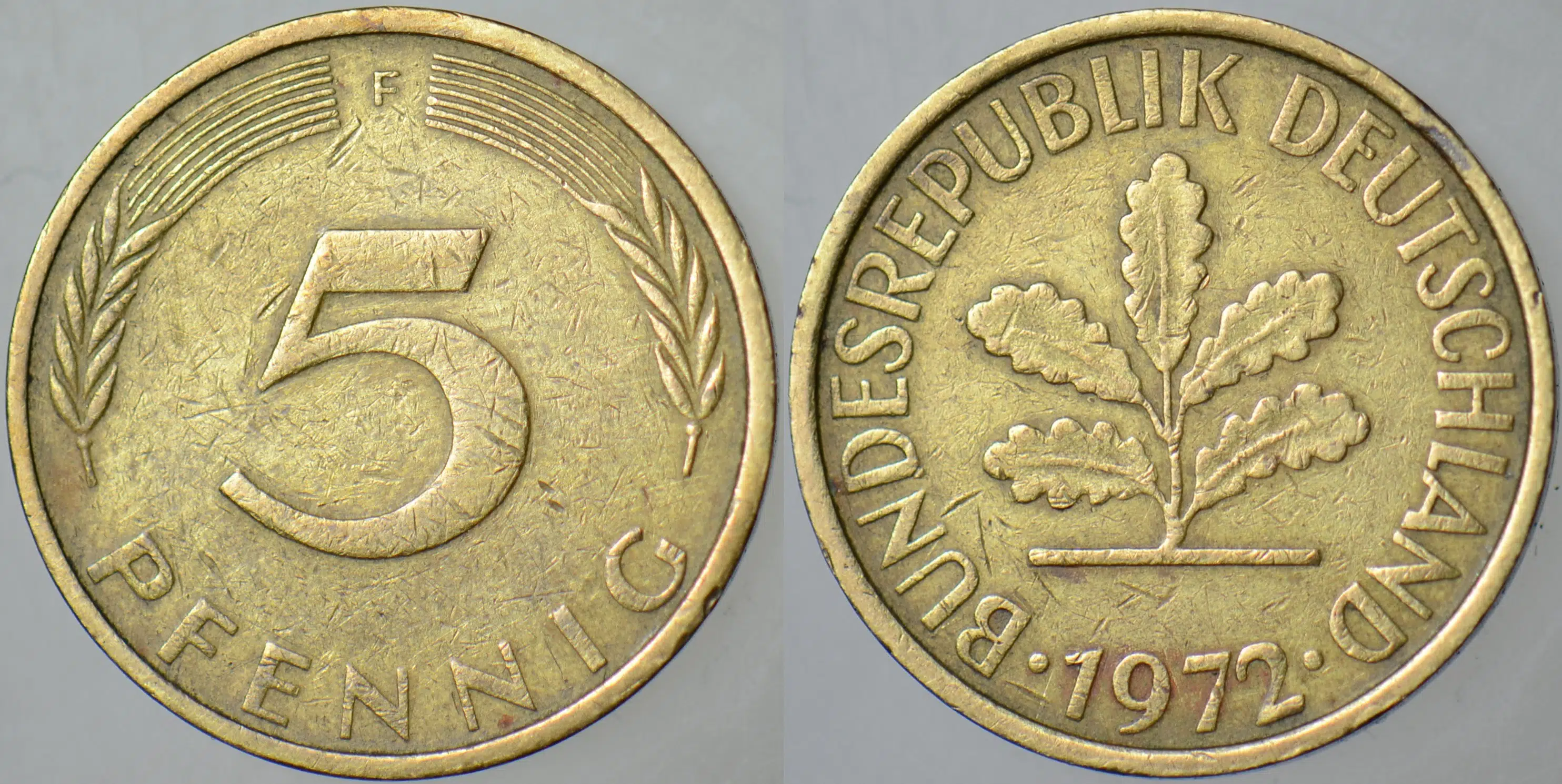 ALMANYA 5 PFENNIG 1972 F.