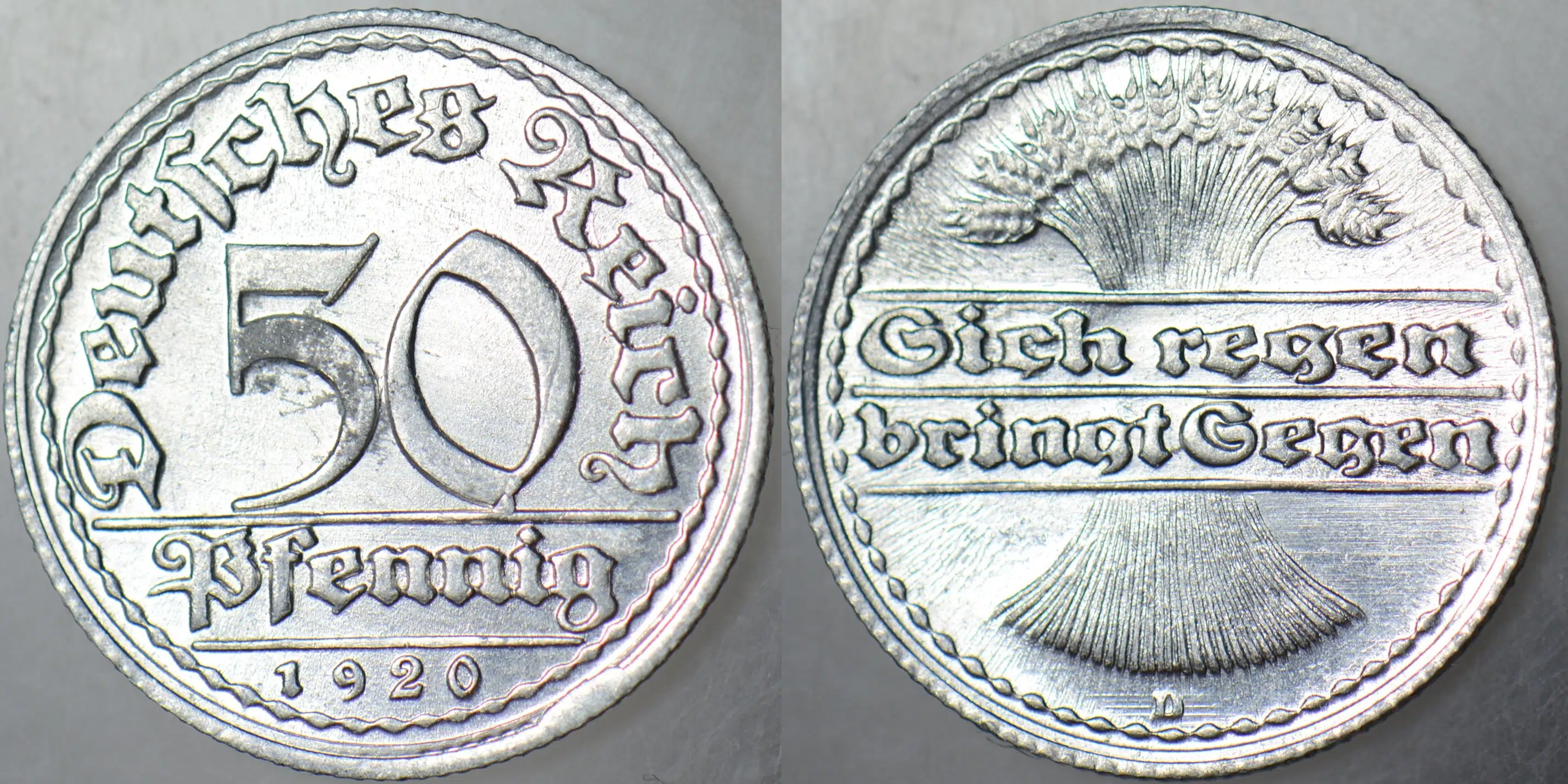 ALMANYA 50 PFENNIG 1920 D. WEİMAR CUMHURİYETİ DÖNEMİ. ÇİL(-)