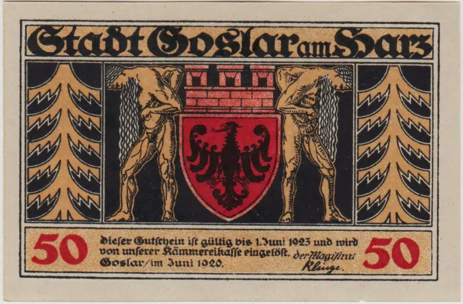 ALMANYA 50 PFENNİG 1920 NOTGELD-GOSLAR ŞEHRİ. ÇİL.