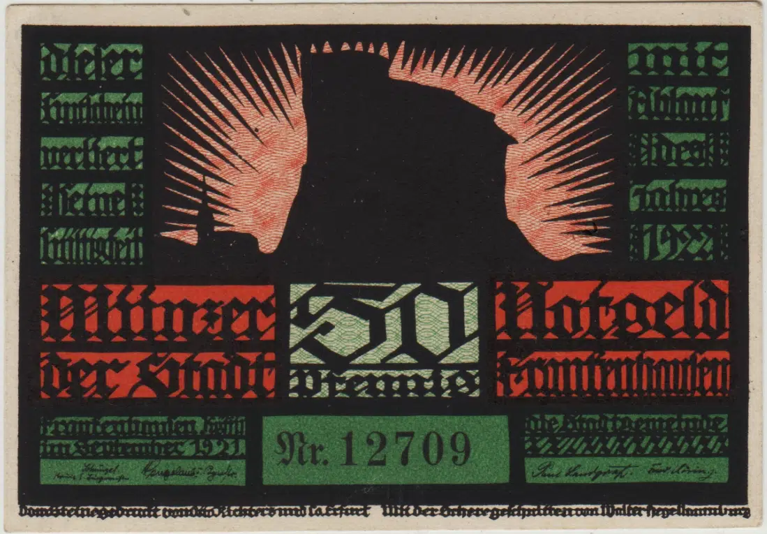 ALMANYA 50 PFENNİG 1921 NOTGELD-FRANKENHAUSEN ŞEHRİ. ÇİL.