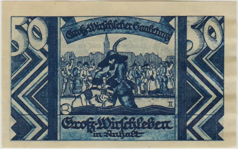 ALMANYA 50 PFENNİG 1921 NOTGELD-GROSSWİRSCHLEBEN ŞEHRİ. ÇİL.