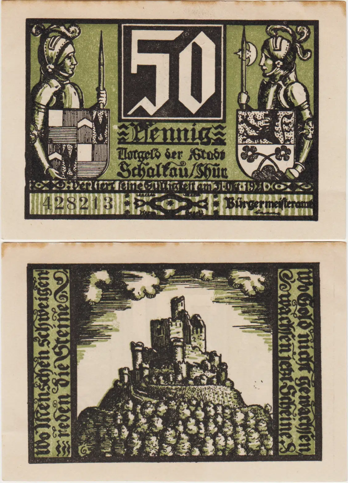 ALMANYA 50 PFENNİG 1921 NOTGELD-SCHALKAU. ÇİLALTI+