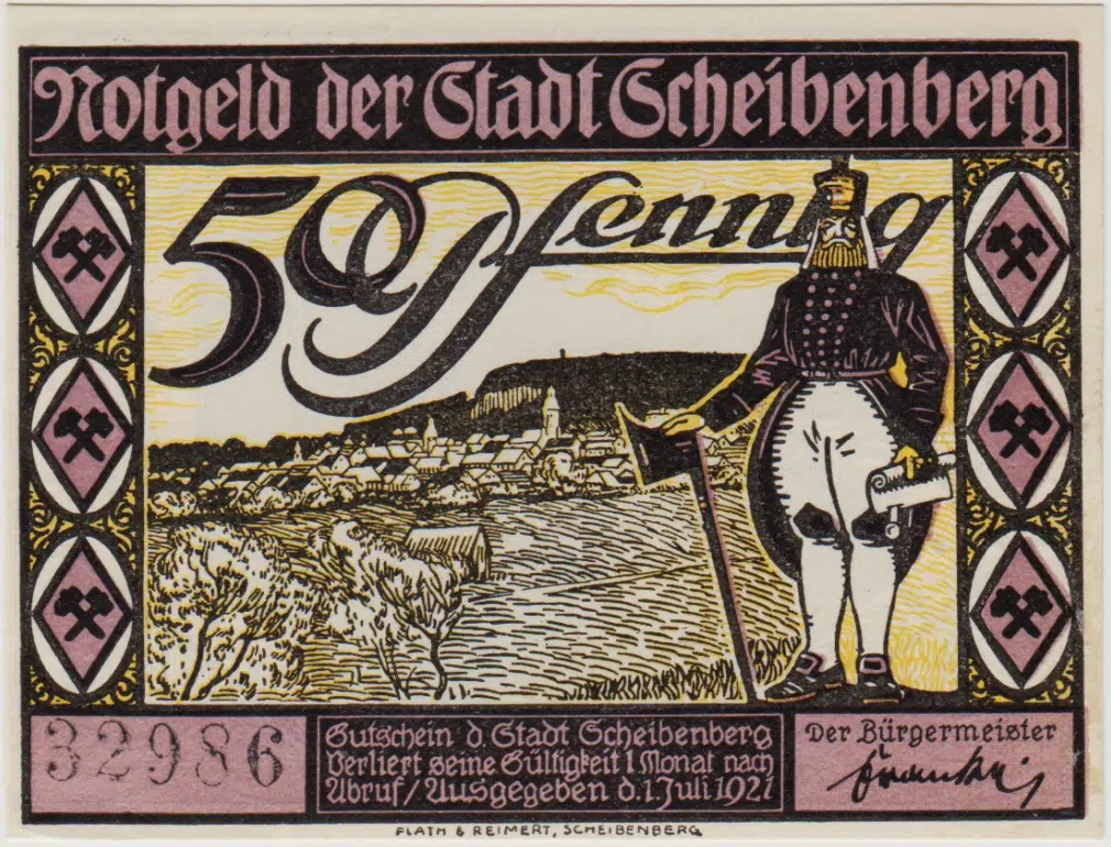 ALMANYA 50 PFENNİG 1921 NOTGELD-SCHEİBENBERG. ÇİL.
