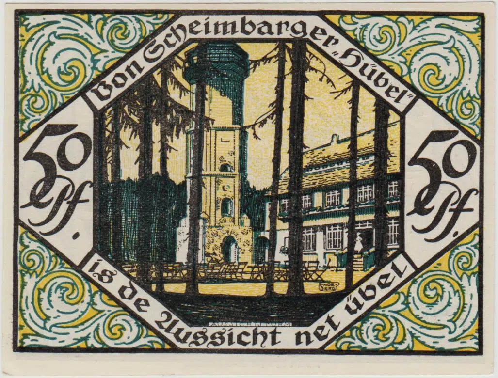 ALMANYA 50 PFENNİG 1921 NOTGELD-SCHEİBENBERG ŞEHRİ. ÇİL.