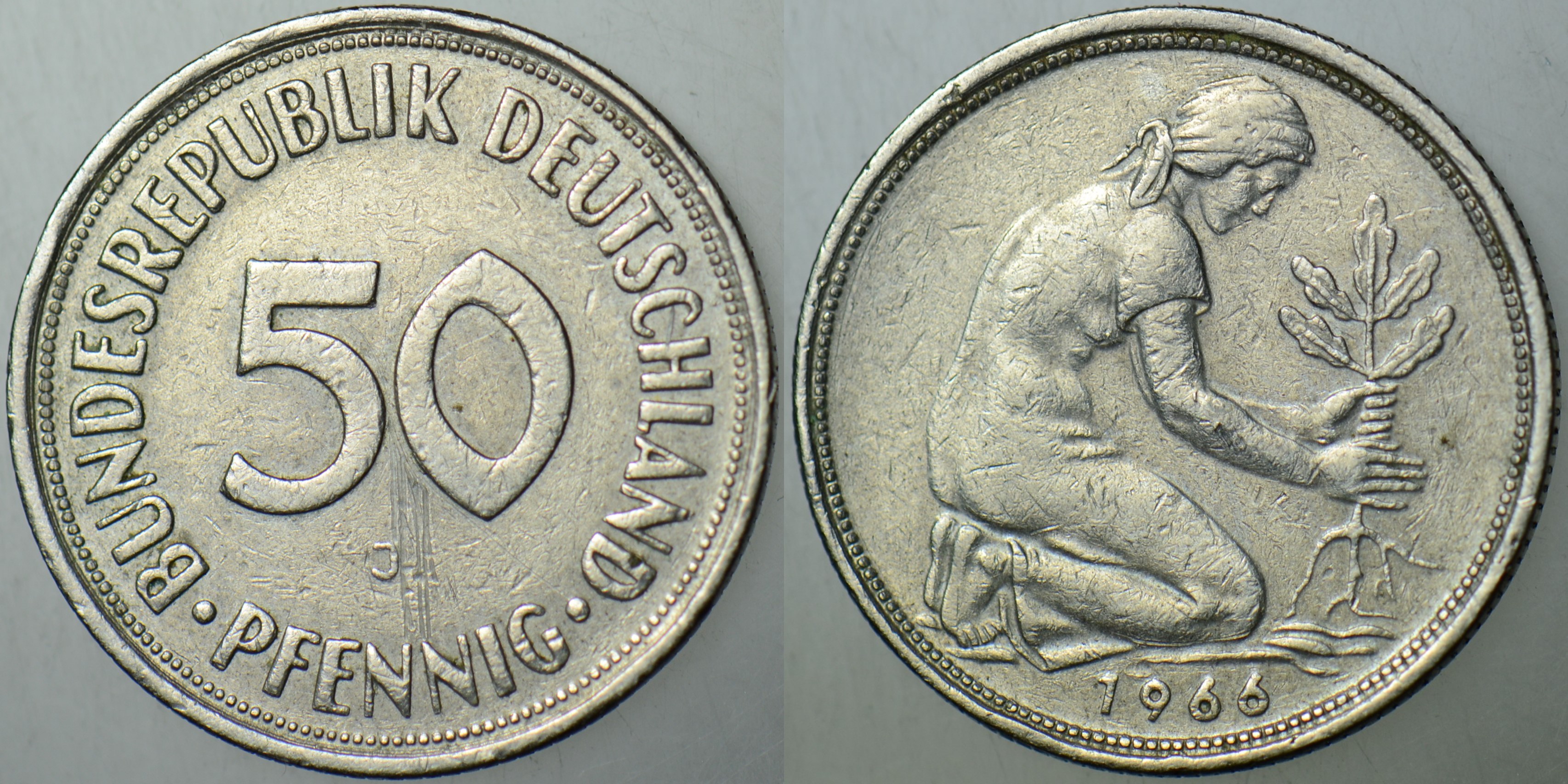 ALMANYA 50 PFENNİG 1966 J=HAMBURG DARBI.