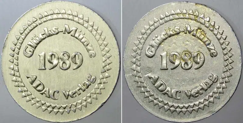 ALMANYA ADAC YAYINEVİ ŞANS PARASI 1989. ALÜMİNYUM 21 mm ÇAPINDA.