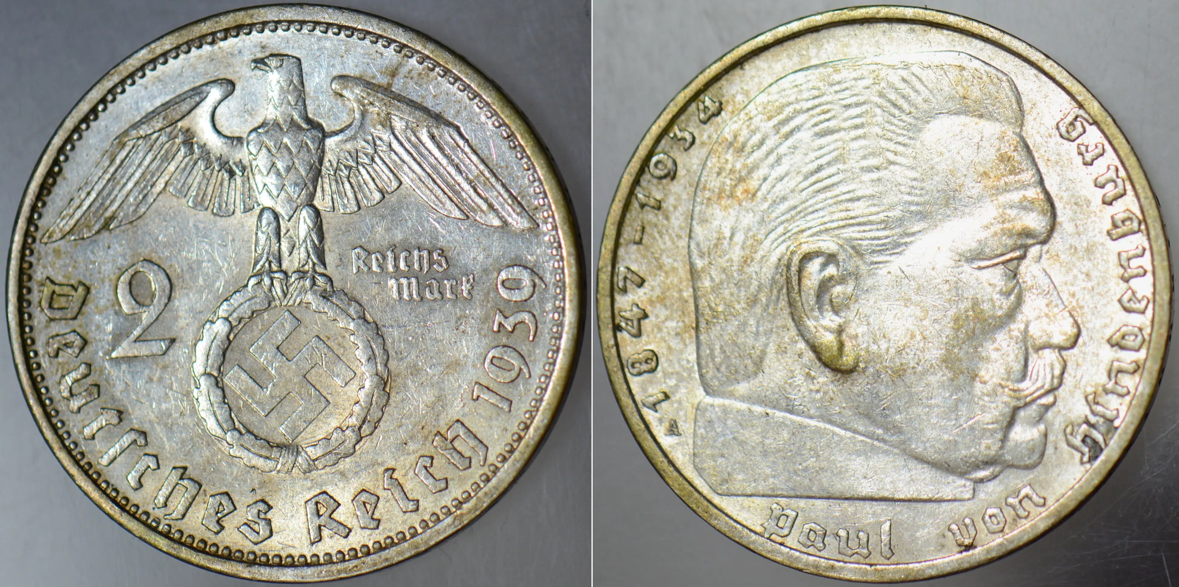 ALMANYA GÜMÜŞ 2 MARK 1939 A=BERLİN DARBI. NAZİ-II. DÜNYA SAVAŞI DÖNEMİ. ORİJİNAL. 8 gr. ÇİLALTI